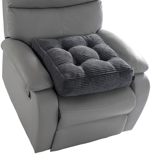 HIGOGOGO Tufted Corduroy Recliner Seat Cushion for Elderly, High Density Foam Large Square Seat Cushion for Recliner Chair, Floor Pillow, Office Chair, Car, No Pressure on Thighs, 20x20x4 by HIGOGOGO