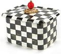 MACKENZIE-CHILDS Enamel Recipe Box, Black-and-White Courtly Check by Unknown
