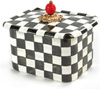 MACKENZIE-CHILDS Enamel Recipe Box, Black-and-White Courtly Check by Unknown