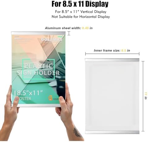 Acrylic Wall Sign Holder, Easy-Open 8.5 x 11 Wall Mount Display Frame 6p - Image 2