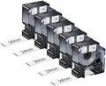 NineLeaf 5 Pack Compatible Labels Tape Replacement for Dymo 1805443 1 inch Black on White Heat Shrink Tube Labels 24mm x 1.5m for Wires and Cables Use in Rhino 6000 6500 Label Maker by NineLeaf