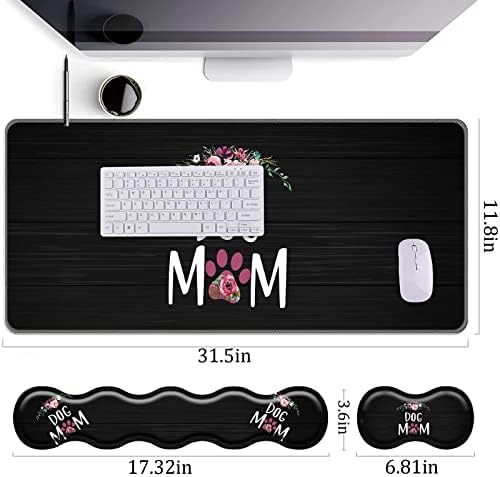 Keyboard Wrist Rest+Mouse Wrist Pad+Desk Pad Set,Memory Foam Ergonomic Easy Typing Pain Relief for Computer Laptop Office Home - Dog Mom Floral - Image 4
