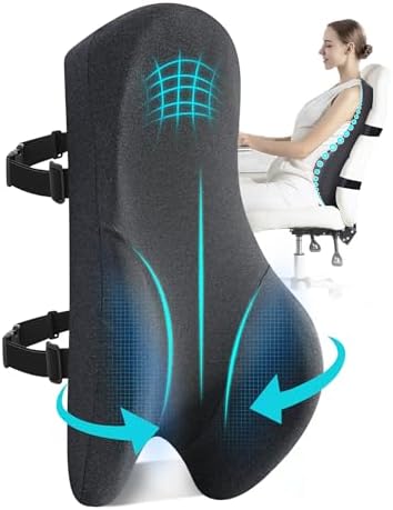 Teemour High Back Support Pillow for Office Chair, Fully Support Back Cushion - Memory Foam Lumbar Support Pillow for Office Chair, Desk, Gaming Chair, Promotes Posture Pain Relief Adjustable Straps by Teemour