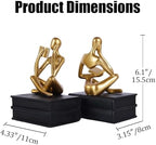Heavy Duty Book Ends for Shelves, Thinker Bookends Set of 2 Decorative Book Ends for Heavy Books, Modern Unique Shelf Decor for Home Office Living Room Desk - Image 3