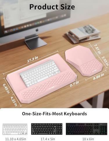 3-in-1 Ergonomic Keyboard Stand with Wrist Rest & Mouse Pad Set, Pink - Image 4