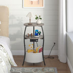 sthemc 3-Tier Small Round End Table Livingroom with Charging Station,Basket - Image 6