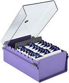 Acrimet 3 x 5 Card File Holder Organizer Box Metal Base Heavy Duty (AZ Index Cards and Divider Included) (Purple Color with Clear Crystal Plastic Lid Cover) by Organizingyourlife