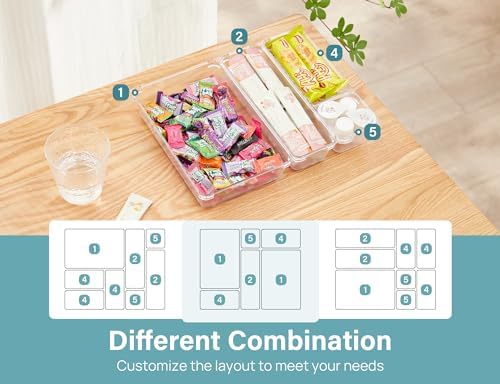 Kootek 28Pcs Drawer Organizer Set, 4-Size Bathroom Tray Makeup Desk Divider - Image 2
