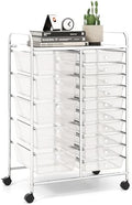 LDAILY 15 Drawer Rolling Storage Cart, Rolling Cart with Drawers for Classroom, Art Supply Craft Organizer on Wheel with Metal Frame & Handles for Home Office School by LDAILY
