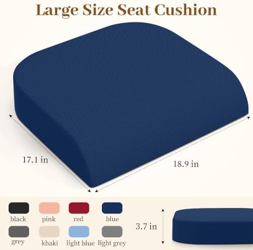 TranquilRelax 2XL Memory Foam Seat Cushion for Office Chair, 3.7-Inch, Blue - Image 3