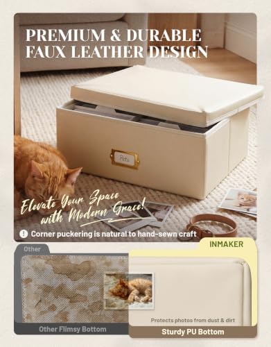 INMAKER PU Leather Photo Storage Box, Decorative 4x6 Photo Storage Box - Image 2