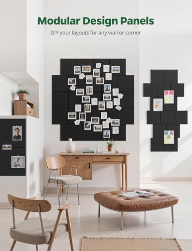 Large Bulletin Board 48" x 36", 12 Pack Blcak Cork Boards for Walls, Self-Adhesive Felt Pushpins Wall Tiles, Display for Messages, DIY Notice, Photo Decorations, Classroom, School, Office, Bedroom - Image 7