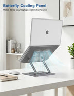 Aoviho Adjustable Laptop Stand for Desk - 360° Rotating Laptop Riser, Ergonomic Computer Stand Foldable Holder Compatible with MacBook Pro/Air, HP, Dell, Lenovo and Tablets Up to 16", Gray - Image 5