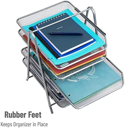 Mind Reader 5-Tier Paper Tray Organizer, Vertical Desktop File Storage Rack, Office, Metal Mesh, Silver 14.5" x 13.8" x 11.5" (Pack of 6) - Image 5