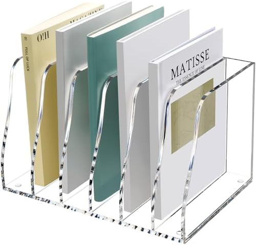 SANRUI Acrylic Desk File Organizer, Clear Magazine File Holder 6 Slot by SANRUI