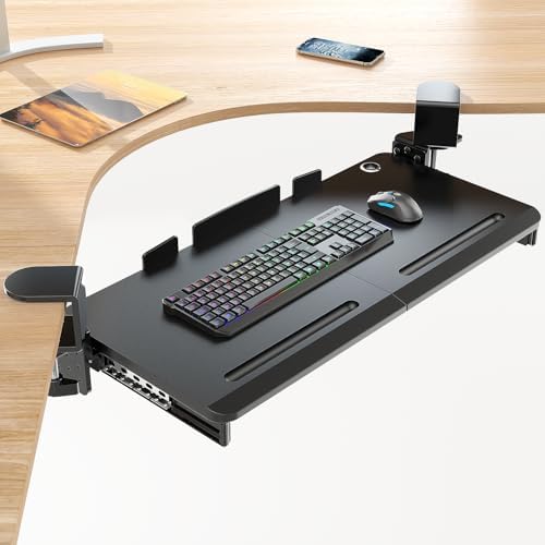 Supcline Keyboard Tray Under Desk with 60° Swivel Clamp & Height Adjustment by Supcline