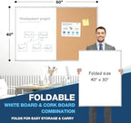 Large White Board Dry Erase Foldable Cork Board Combo 60x40 for Wall - Image 2
