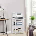 Lerliuo 3-Tier Printer Stand, Industrial Mobile Printer Table with Storage Shelf and Steel Frame, Rolling Printer Cart Holder with Lockable Wheels for Home, Office (White) - Image 6