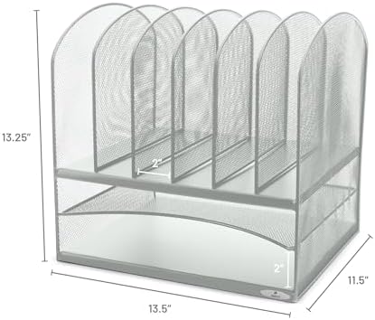 Safco Onyx Desk Organizer with 6 Vertical & 2 Horizontal Trays, File Organizer for Home, Office, Classroom & More, Steel Mesh Construction - Image 2