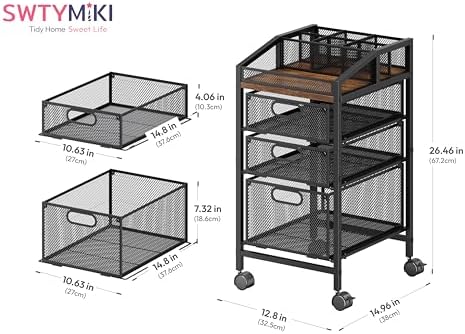 SWTYMIKI Rolling Utility Cart with Drawers - Under Desk Storage Cart with DIY Divider & Lockable Wheels, Multi-Functional Craft Art Supply Organizer for Office, Vanity, Craft Room & Studio Black - Image 2