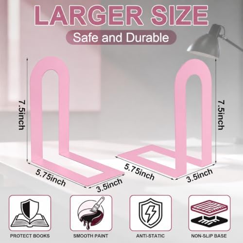 Chunful 24 Pcs Pink Metal BookEnds Shelves, 7.5 x 5.75 x 3.5 in - Image 2