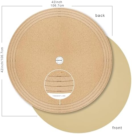 MAIDERN 42 Inch Round Cork & Leather Table Pad Protector, Cuttable Size (36-42 Inch), Trimmable Dining Table Mat, Heat Resistant/Non-Slip Table Cover for Kitchen, Office, or Restauran (Golden) - Image 2