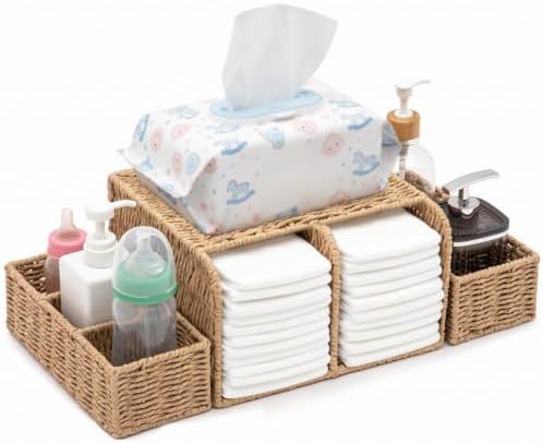 Large Wicker Diaper Caddy Changing Table Organizer, Khaki, Paper by Unknown