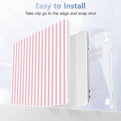 4-in-1 Hard Case for MacBook Neo 13 (A3404), Pink & White Stripes - Image 5