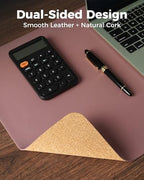 Aothia Dual-Sided Desk Mat, FSC Cork & PU Leather Desk Pad, Large Mouse Pad & Writing Surface for Full Desk Coverage, Non-Slip Waterproof Desk Protector - 47" x 23.6", Pale Mauve - Image 2