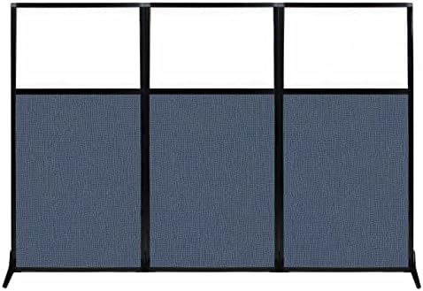 Versare Workstation Partition | Portable Wall Divider | Modern Office Cubicle | Free Standing Privacy Screen | Flexible Work Space | 99" x 70" W/Window, Ocean Fabric Panels by VERSARE