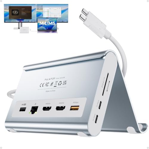 MacBook Docking Station Dual Monitor 4K@60Hz for MacBook Pro/Air M4/M5 by PULWTOP