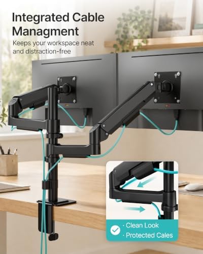 PEGZONE Dual Monitor Stand for 17-32 Inch Screens, Gas Spring Arms - Image 5