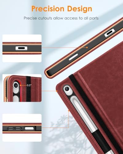 DTTO Leather Case for Galaxy Tab S10 Lite / S10 FE / S9 FE, Burgundy - Image 5