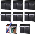 8 Pack Magnetic File Holder Fridge Organizer Black with 2 Pockets by Unknown