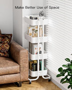 Pipishell 4 Tier Metal Rolling Utility Cart with 2 Lockable Wheels, White - Image 4