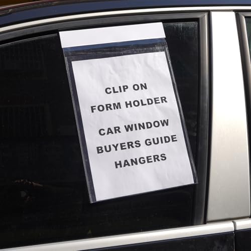 50 Pack Clip on Buyers Guide Window Form Holders Eco-Friendly PVC Window Hangers 9" x 13" - Clear Plastic Pouch Car Dealership Document Holder Sleeves (PVC - 50 Pack) by Unknown