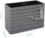 PU Leather Multi-Compartment Pen Holder Desktop Organizer Pencil Cup Storage Caddy for Office Home Supplies Wooden Anchor on Wall Background - Image 2