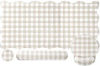 Sabary Gingham Desk Mat Scalloped Beige, 35.4 x 15.7 Inch by Sabary