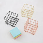3pcs Iron Mesh Note Holder Box for Desk Organization, Gold/Black/Rose Gold - Image 2
