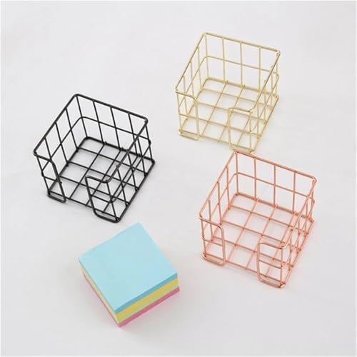 3pcs Iron Mesh Note Holder Box for Desk Organization, Gold/Black/Rose Gold - Image 2