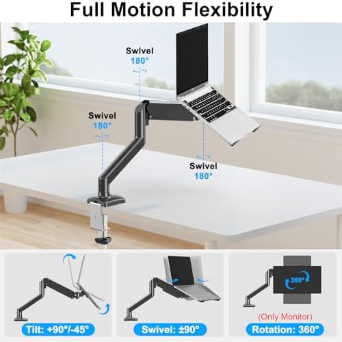 Laptop Stand Desk Mount, 2 in 1 Function, Single Monitor Mount - Image 6