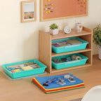 Tinlade 24 Pcs Classroom Paper Storage Bins with Lids, Teal, 13x10in - Image 6