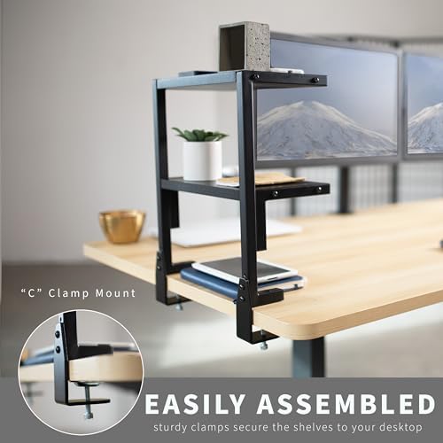 VIVO Black Clamp-on 13 inch 2-Tier Desk Shelf, STAND-SHELF2C - Image 5