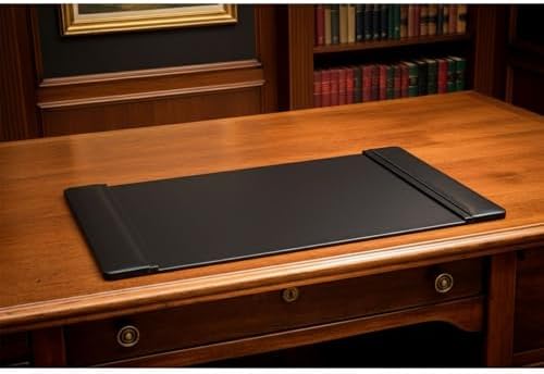 Dacasso Black Leather 22" x 14" Side Rails Desk Pad - Image 4