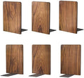 Large Bookend Hold Heavy Books-7x4x5in 3 Pack Non-Skid Wood Bookends Walnut by Luxdecor