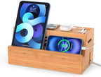Bamboo Cable Management Box, Natural Color, 31X14X15.5CM by BambuMate