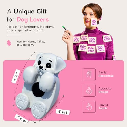 12 Pack Accordion Style Sticky Notes with Dog Holder | 3" x 3" Dog Post It Notes for School (50 Sheets Each) | Resin Made Cute Memo Pad Note Holder (12 Pack Sticky Notes with Holder) - Image 4