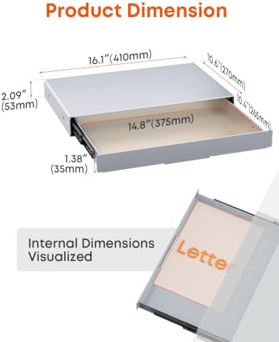 PUTORSEN Under Desk Storage Drawer 14.8" Wide - Smooth Slide Out Organizer - Image 3
