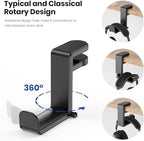 Rotating Headphone Stand Gaming Headset Stand with 360 Degree Swivel&Cable Clip Organizer, Headphone Hanger Hook Under Desk Adjustable Clamp-on Headphone Holder(Pink) - Image 4
