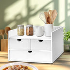 Charmewooden Bamboo Desk Organizer 3 Drawer with Shelf, Countertop Organizer with Drawers Makeup Storage Drawer 3 Drawers Tabletop Storage Organization Box Home Office Workspace（White） - Image 5